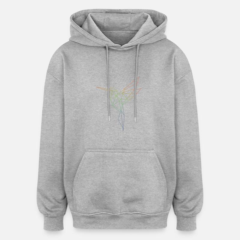 Geometrischer Regenbogenvogel - Oversized Unisex Hoodie - Grau meliert