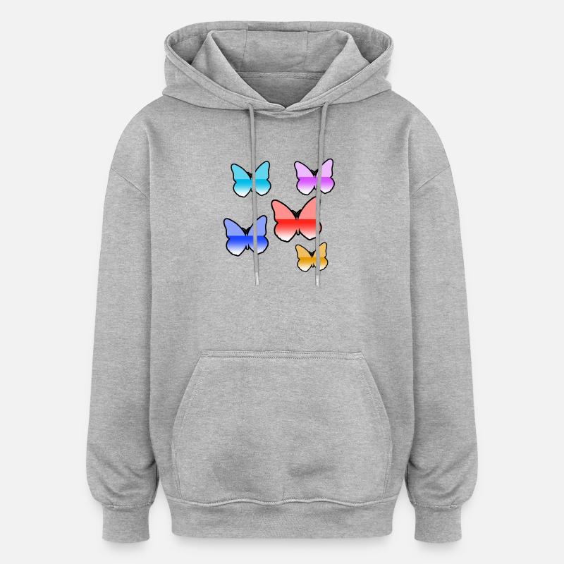 Schmetterlinge - Oversized Unisex Hoodie - Grau meliert