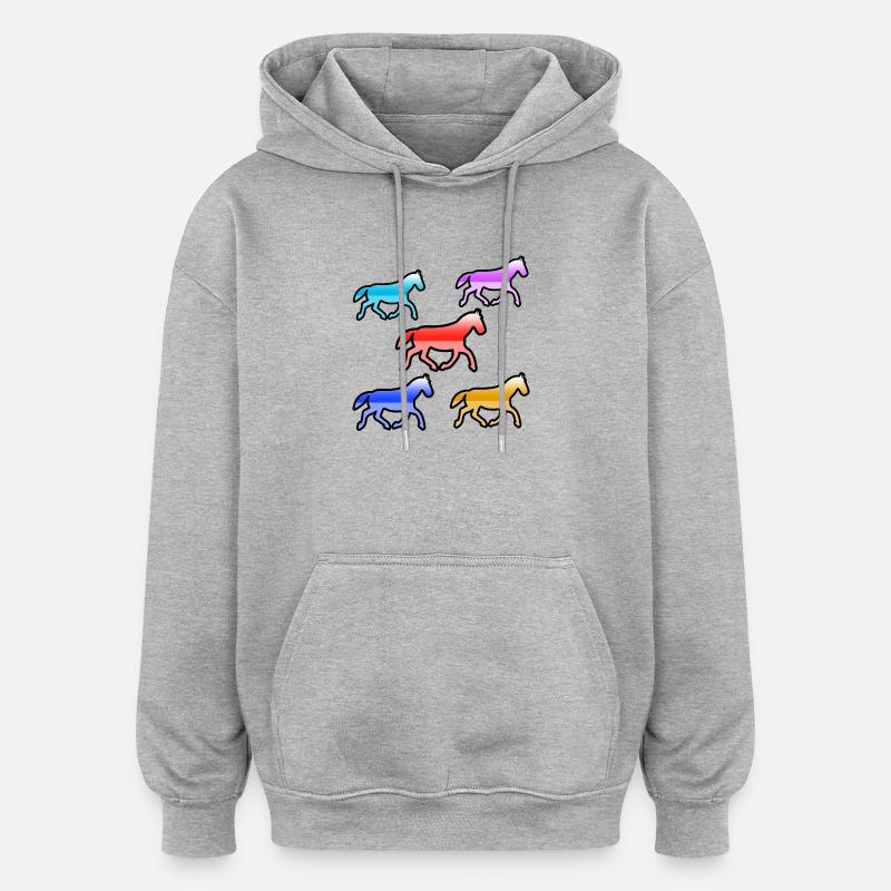 horses - Oversized Unisex Hoodie - heather grey