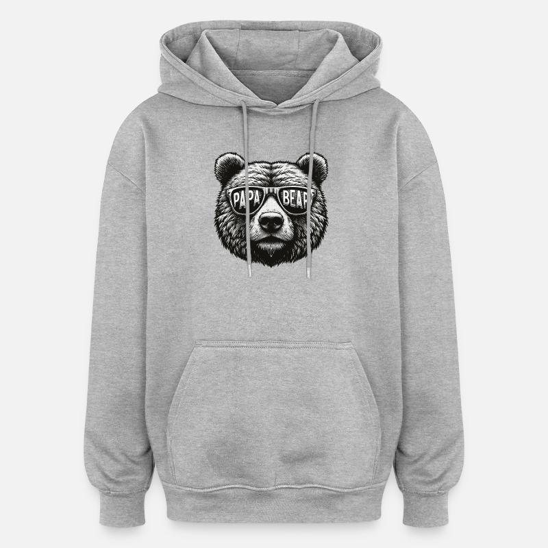Papa Bear - Oversized Unisex Hoodie - heather grey