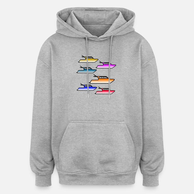 Motorboote - Oversized Unisex Hoodie - Grau meliert