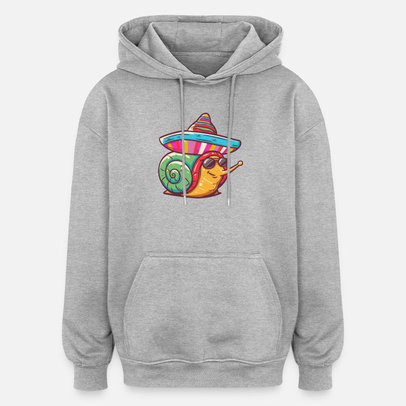 Sombrero drôle d’escargot - Sweat à capuche oversize unisexe - gris chiné