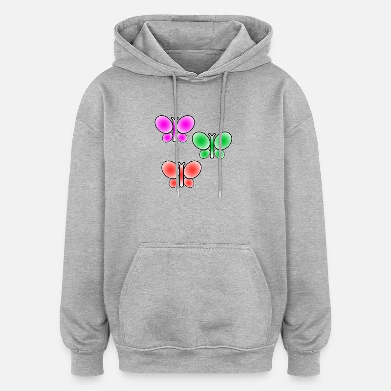 Schmetterlinge - Oversized Unisex Hoodie - Grau meliert