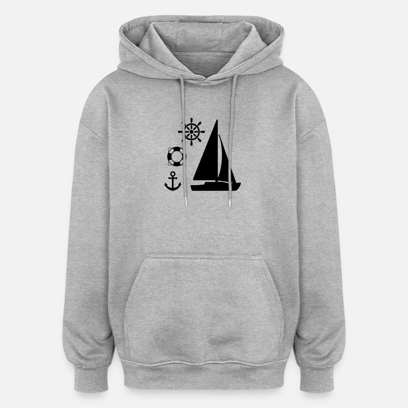 Voile - Sweat à capuche oversize unisexe - gris chiné