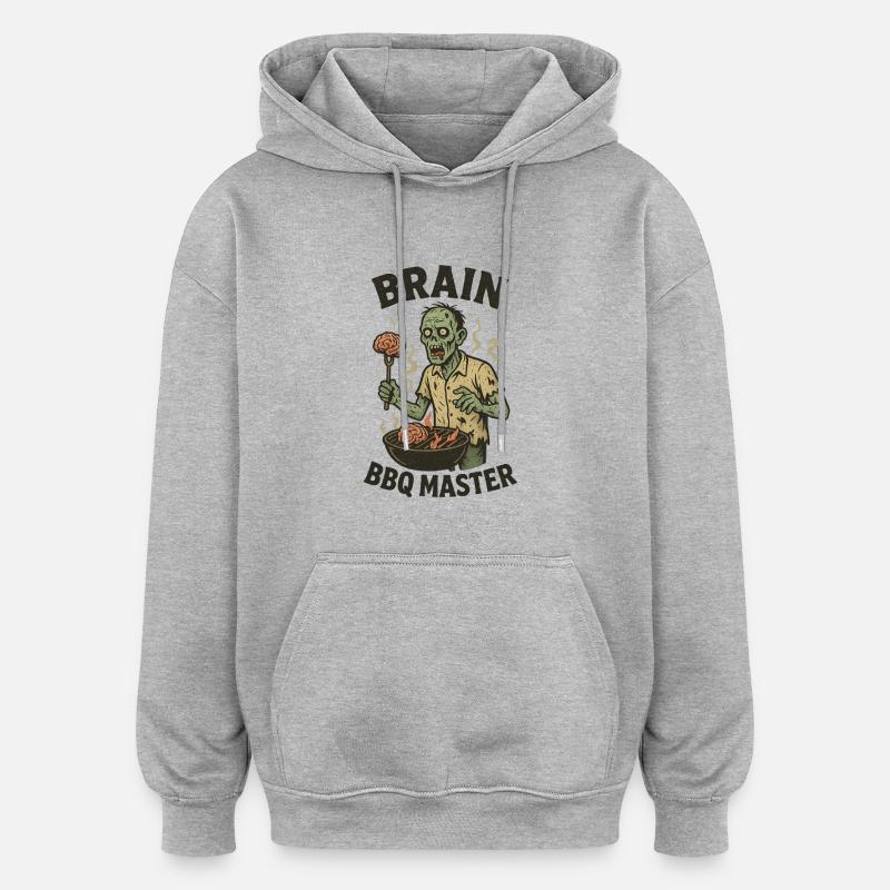 Zombie Grill Master Brain BBQ - Oversized Unisex Hoodie - heather grey