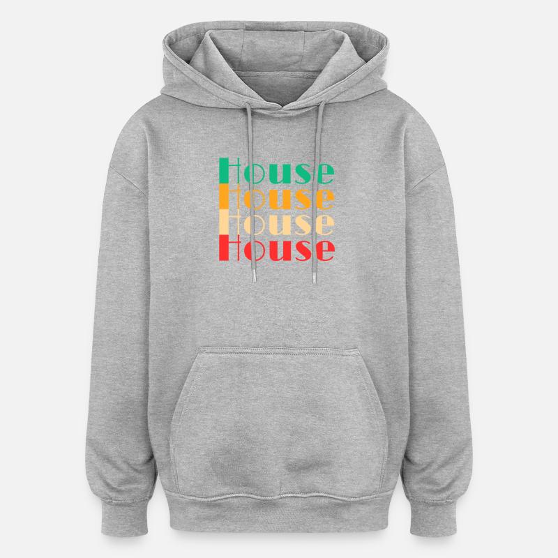 House - Oversized Unisex Hoodie - Grau meliert