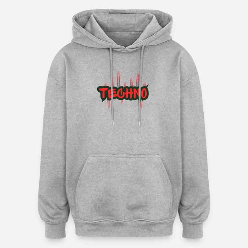 Techno - Oversized Unisex Hoodie - Grau meliert
