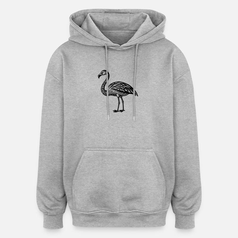 Flamingo - Oversized Unisex Hoodie - heather grey