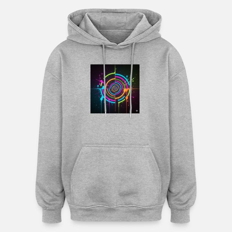 Éclaboussure de cercle néon - Sweat à capuche oversize unisexe - gris chiné