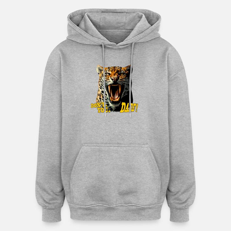 Leopardbrüllender Angriff – Wag es nicht - Oversized Unisex Hoodie - Grau meliert