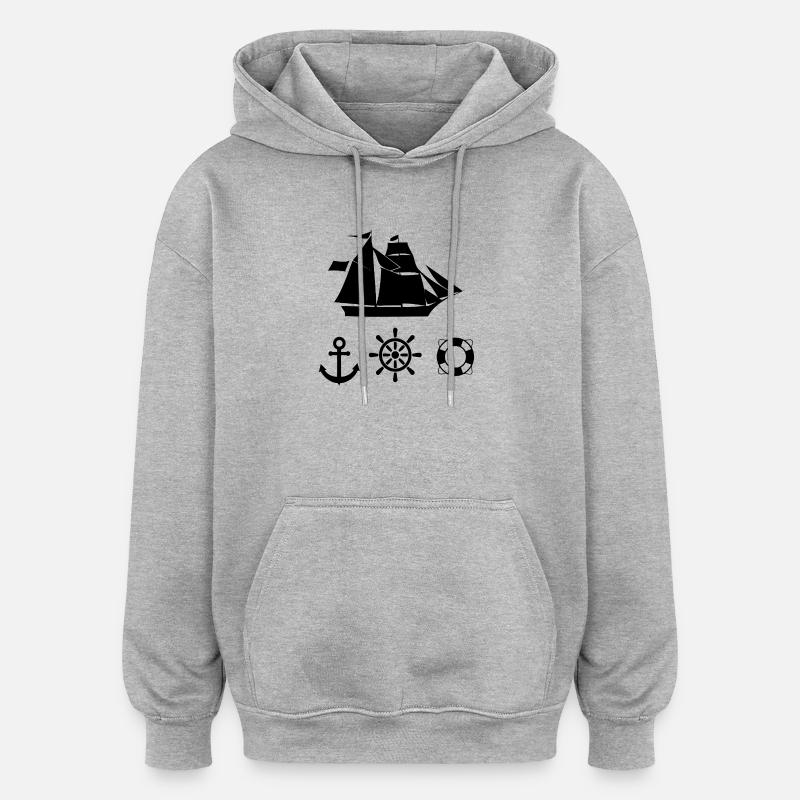 Voile - Sweat à capuche oversize unisexe - gris chiné
