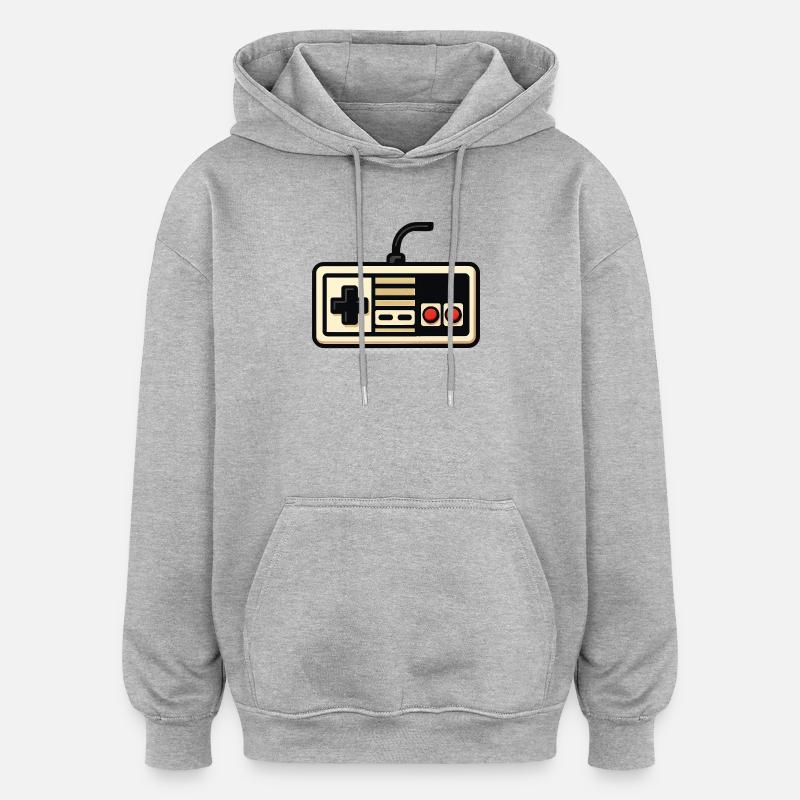 Retro-NES-Controller-Design - Oversized Unisex Hoodie - Grau meliert
