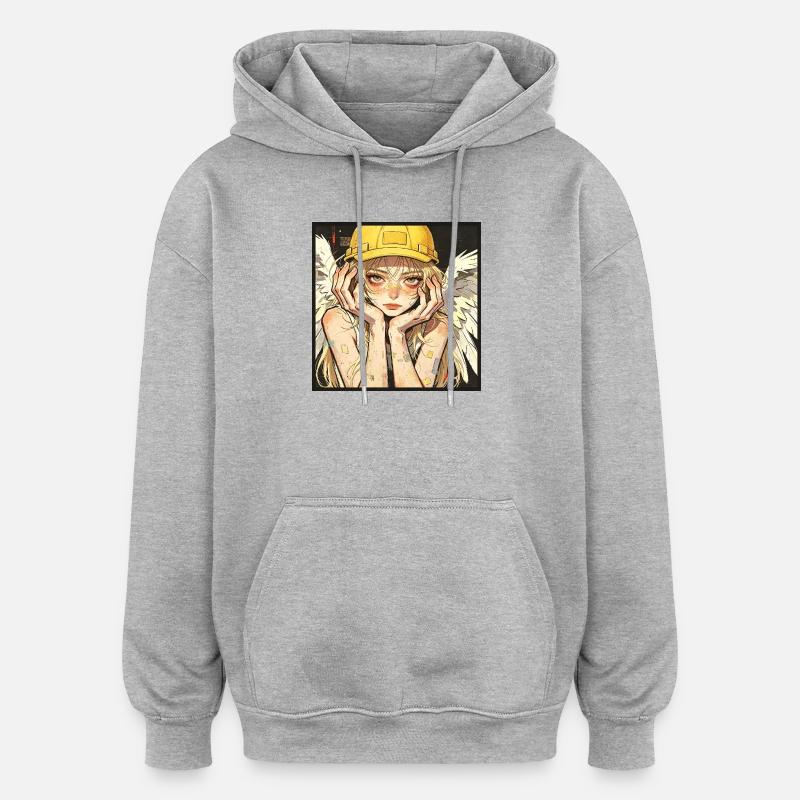 Ouvrier Ailé, Rêveur - Sweat à capuche oversize unisexe - gris chiné
