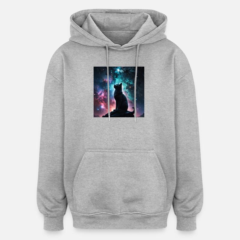 kosmische Katze - Oversized Unisex Hoodie - Grau meliert