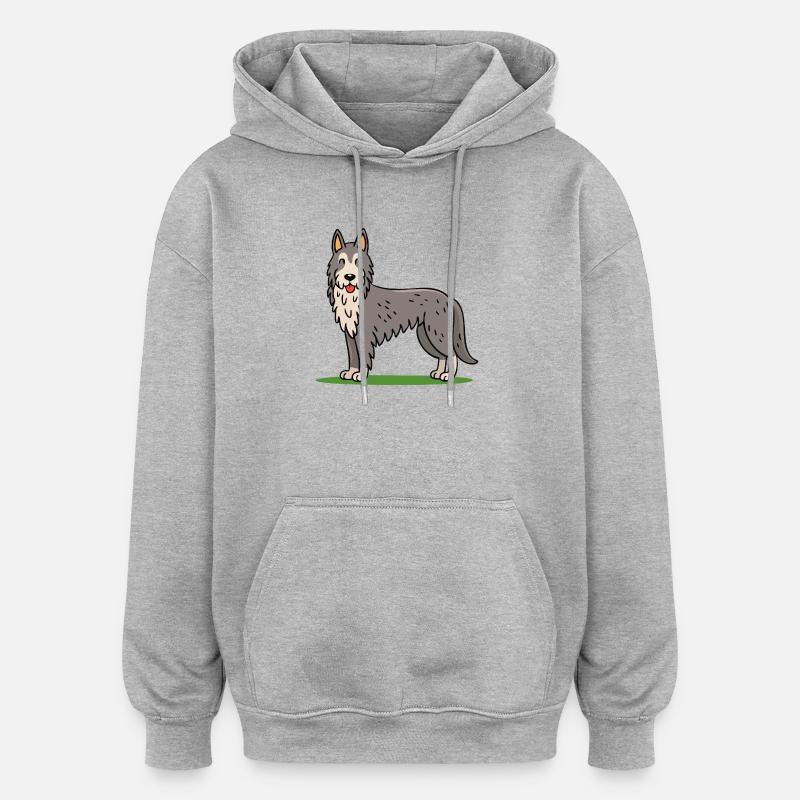 Irischer Wolfshund (Comic) - Oversized Unisex Hoodie - Grau meliert