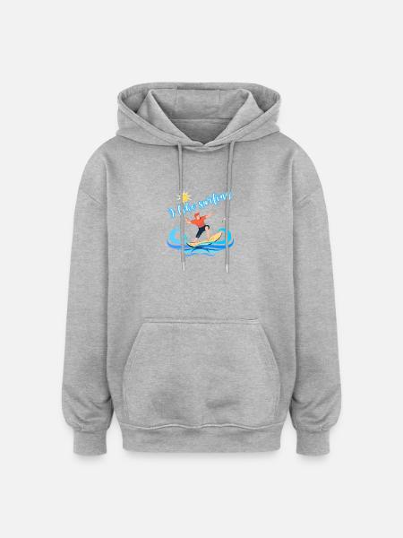 Ich mag Surfen – Sommerstranddesign - Oversized Unisex Hoodie - Grau meliert