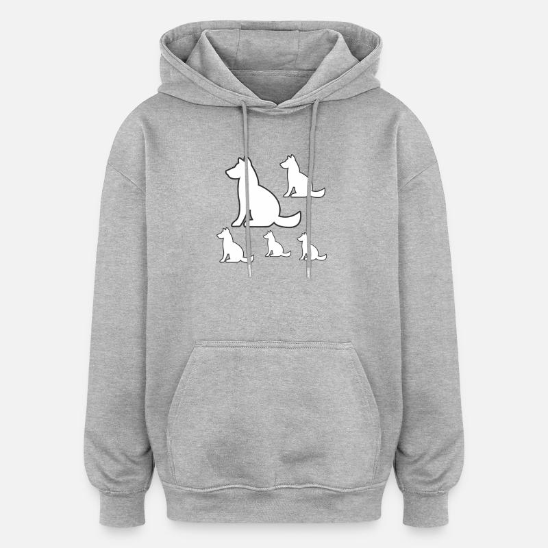 Hunde - Oversized Unisex Hoodie - Grau meliert