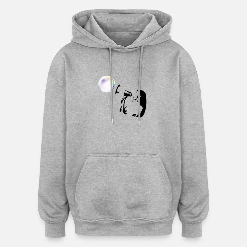 Bubble shot - Sweat à capuche oversize unisexe - gris chiné