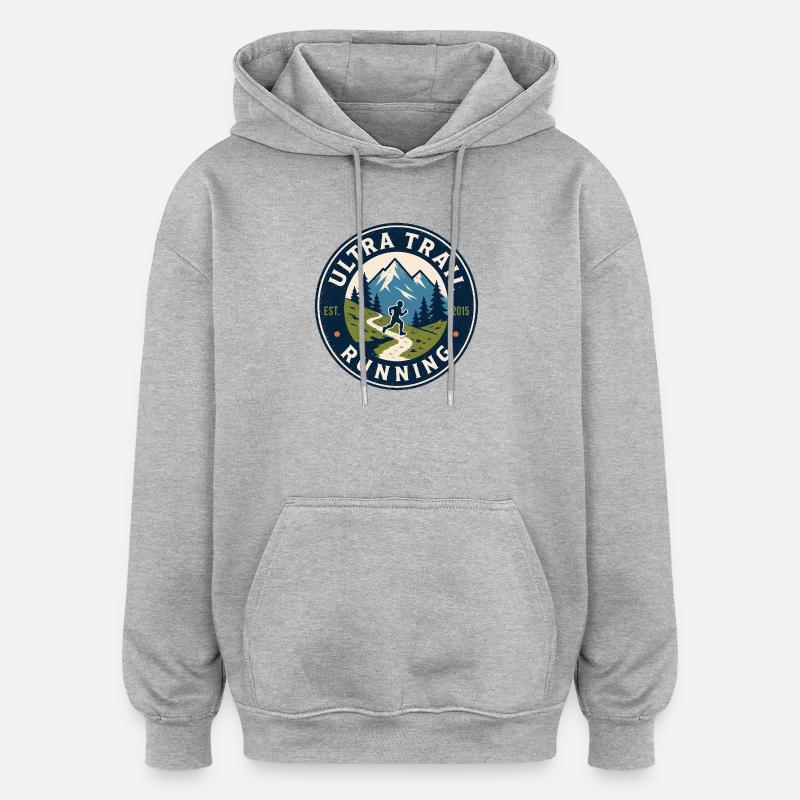 Ultra Trail Running - Sweat à capuche oversize unisexe - gris chiné