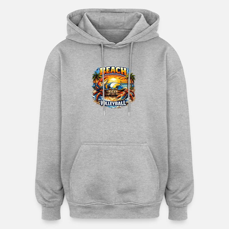 Crabe de plage - Sweat à capuche oversize unisexe - gris chiné