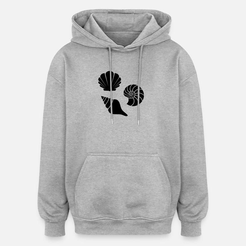 Coquillages - Sweat à capuche oversize unisexe - gris chiné
