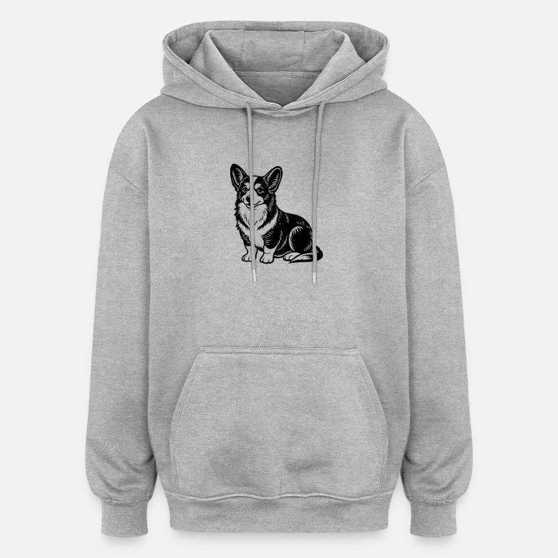 Corgi sitting - Oversized Unisex Hoodie - heather grey
