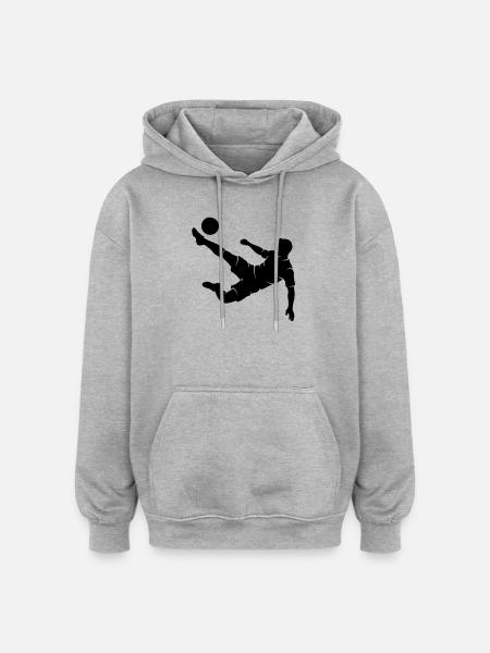 Fussballer Fallrückzieher Silhouette - Oversized Unisex Hoodie - Grau meliert