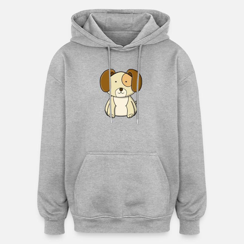 chiot mignon - Sweat à capuche oversize unisexe - gris chiné