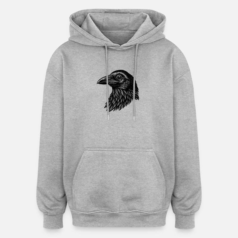 Corbeau - Sweat à capuche oversize unisexe - gris chiné