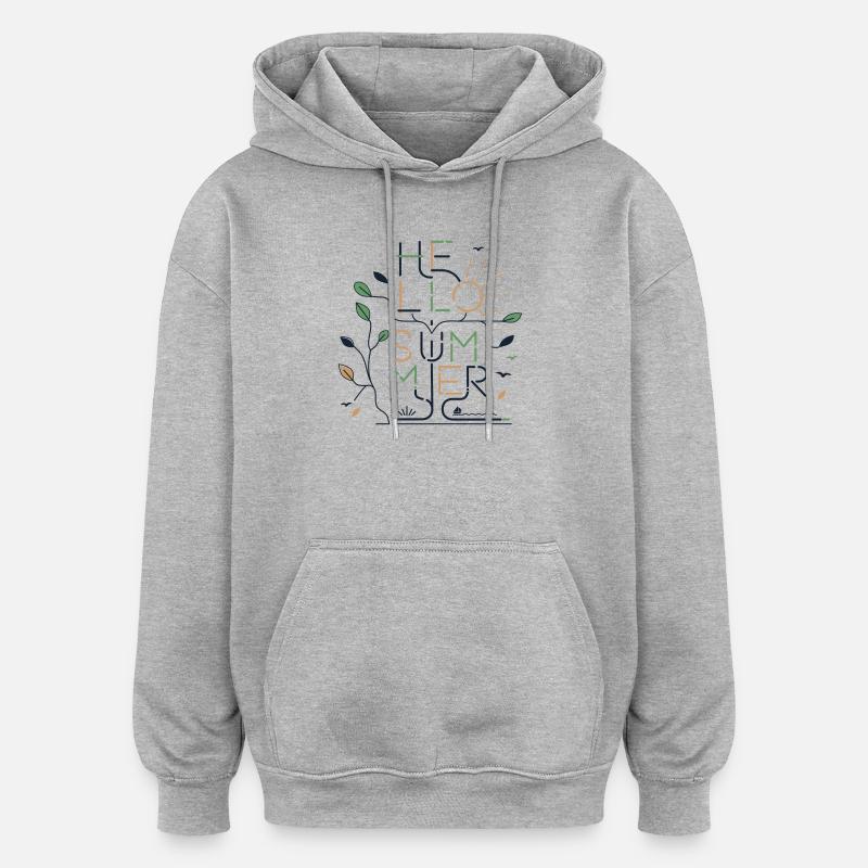 HELLO SUMMER VIBES – Minimale Monoline - Oversized Unisex Hoodie - Grau meliert