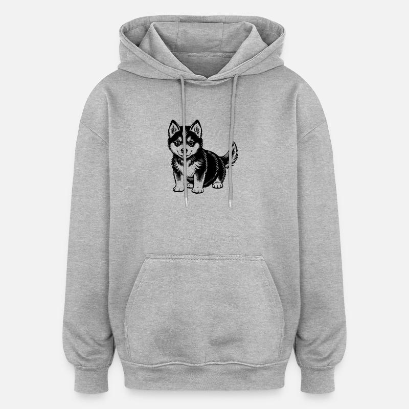 PETIT HUSKY MIGNON - Sweat à capuche oversize unisexe - gris chiné