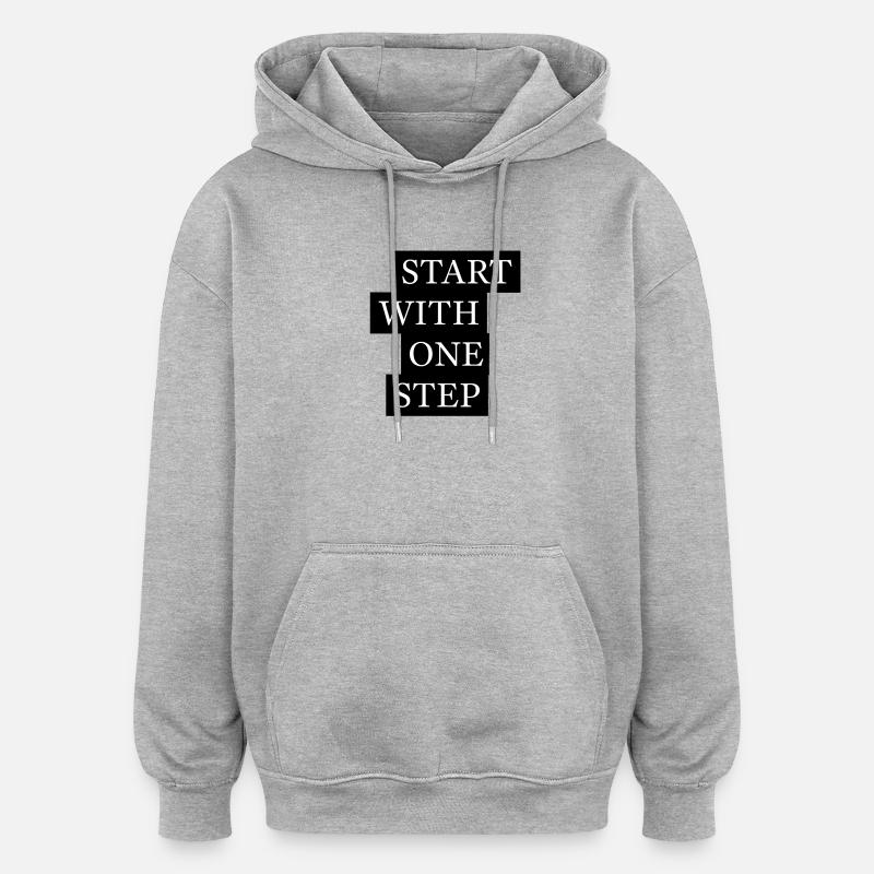 Start With One Step Motivation - Oversized Unisex Hoodie - Grau meliert