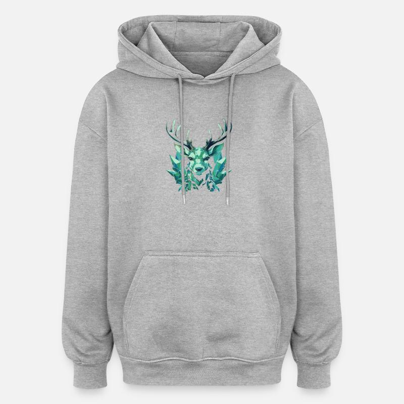 Cerf de cristal géométrique - Sweat à capuche oversize unisexe - gris chiné