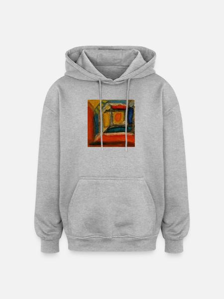 Farbiges Innenraum-Fragment - Oversized Unisex Hoodie - Grau meliert