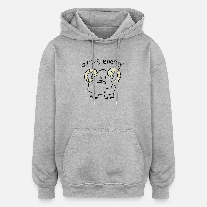 Énergie du Bélier - Sweat à capuche oversize unisexe - gris chiné