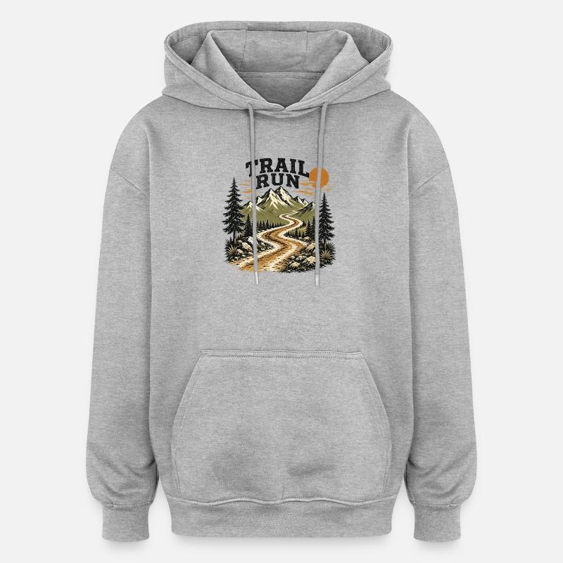 course sur sentier - Sweat à capuche oversize unisexe - gris chiné