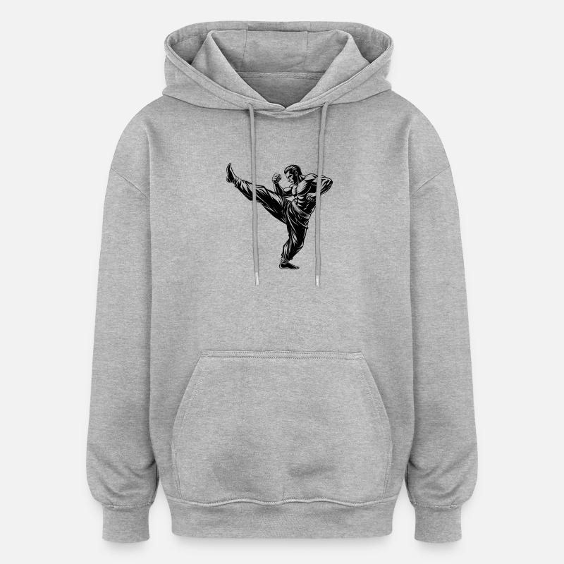 Fighter Kick - Oversized Unisex Hoodie - Grau meliert