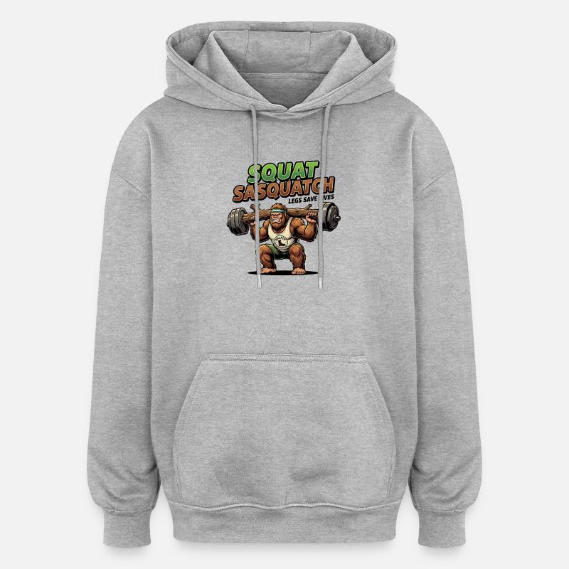 Puissance de squat Sasquatch - Sweat à capuche oversize unisexe - gris chiné
