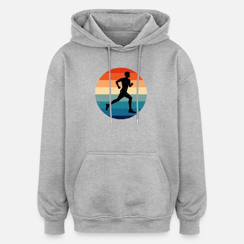 Geschenkidee für einen Running mit Running - Oversized Unisex Hoodie - Grau meliert
