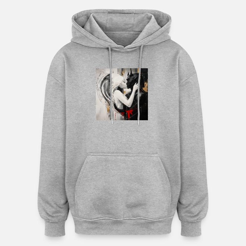 Light meets shadow Lovers - Oversized Unisex Hoodie - heather grey