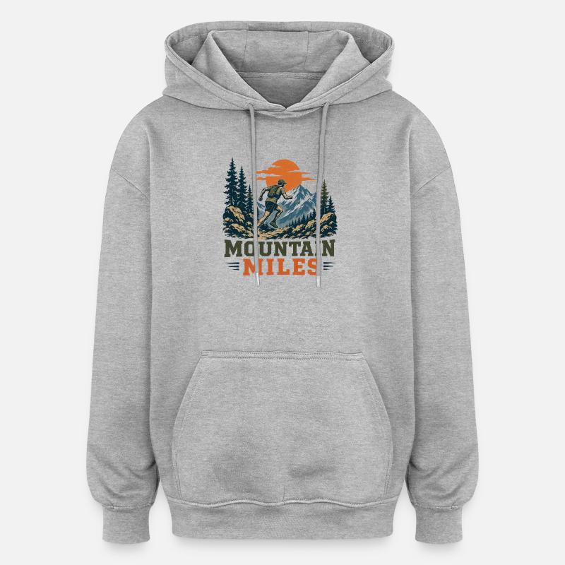 Trail Running - Mountain Miles - Sweat à capuche oversize unisexe - gris chiné
