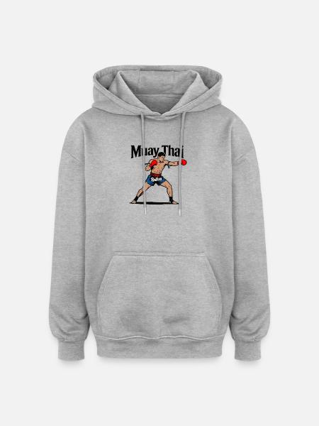 Muay Thai Kickboxen - Oversized Unisex Hoodie - Grau meliert
