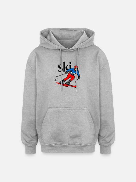 Ski Sport - Sweat à capuche oversize unisexe - gris chiné