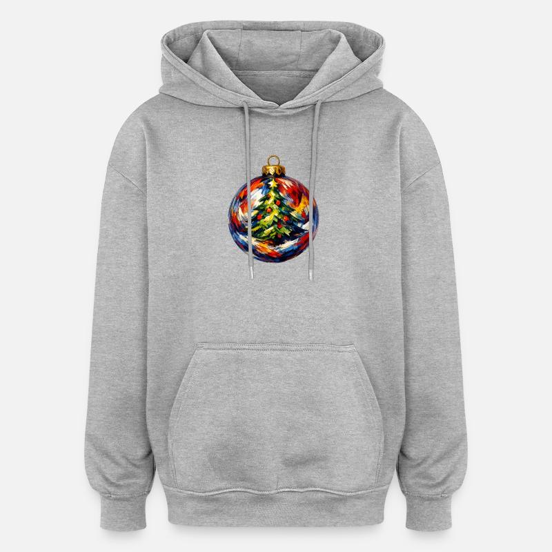 Weihnachtskugel mit Tannenbaummotiv . KI generiert - Oversized Unisex Hoodie - Grau meliert