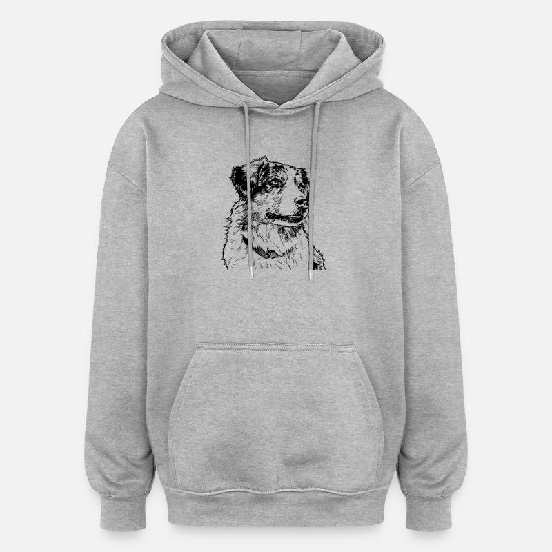 Australian Shepherd - Oversized Unisex Hoodie - Grau meliert