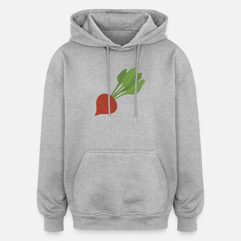 Beetroot Botanical Art - Oversized Unisex Hoodie - heather grey