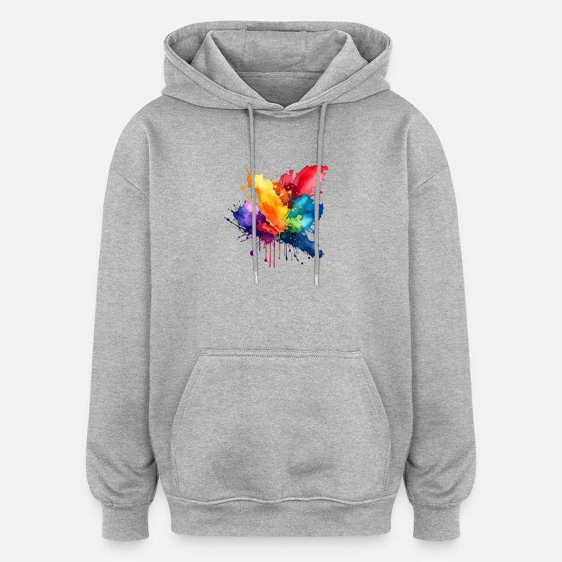 Farbspritzer Explosion - Oversized Unisex Hoodie - Grau meliert