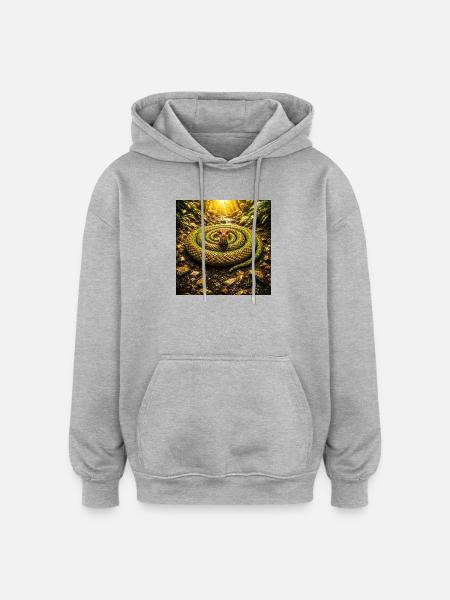 Sun-crowned cobra snake in the jungle - Oversized Unisex Hoodie - heather grey