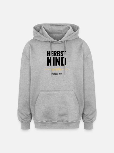 Herbstkind zu 100% Goldene Zeit - Oversized Unisex Hoodie - Grau meliert