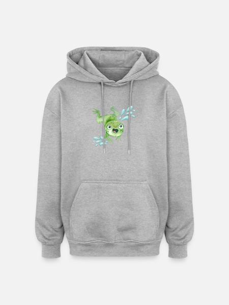 Grenouille joyeuse dans l’eau - Sweat à capuche oversize unisexe - gris chiné